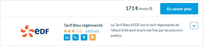 capture ecran tarif mensuel bleu fournisseur EDF 